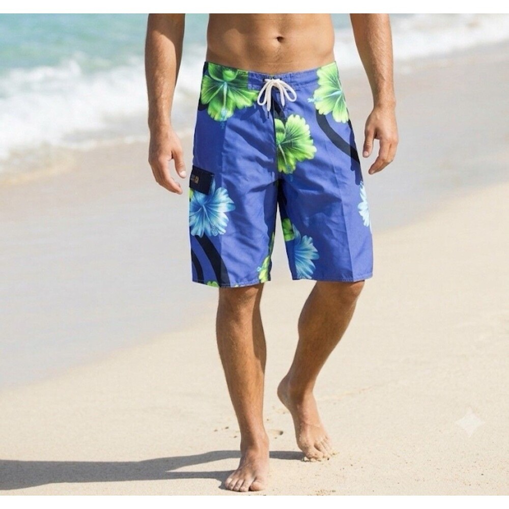 Banana Split Swim Trunks Board Shorts Mens XL Hibiscus B. Splits Vacation Surf